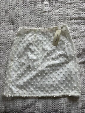 Francesca's Collections White Mini Skirt with 3D Floral Embroidery
